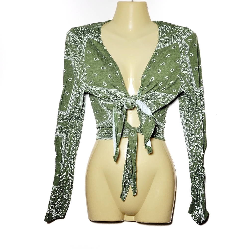 Emory Park Bandana Paisley Print Tie Top